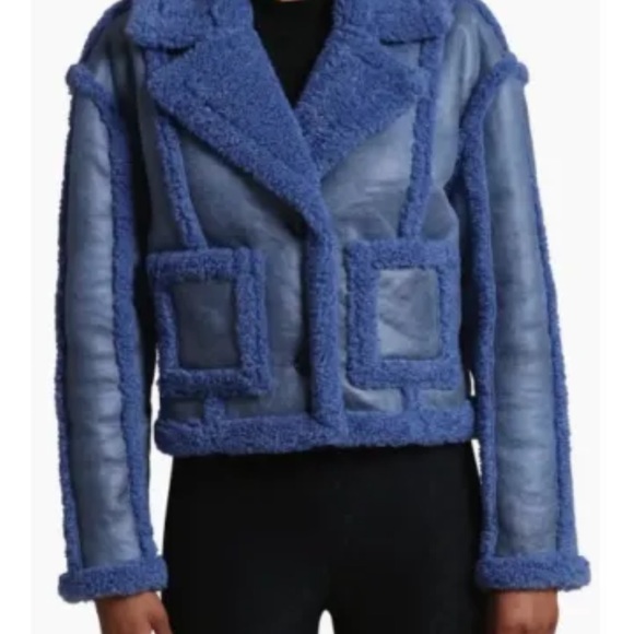 NWT For All Mankind Blue fleece and vinyl jacket SUPER HOT DESIGNER! - Picture 6 of 6